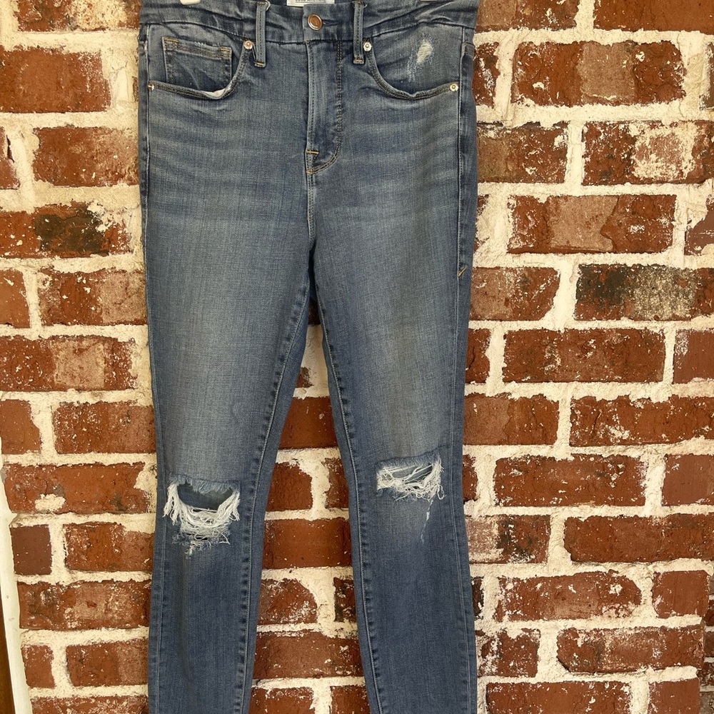 Good American Blue Distressed Skinny Jeans